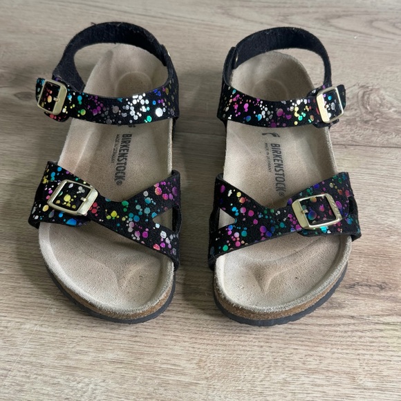 Birkenstock Kids Black Sandals with Multicolor Dots - Picture 2 of 6